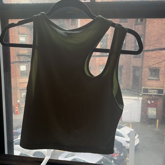 Earthy blue-green tank with an off the shoulder piece US size L - Picture 4 of 6